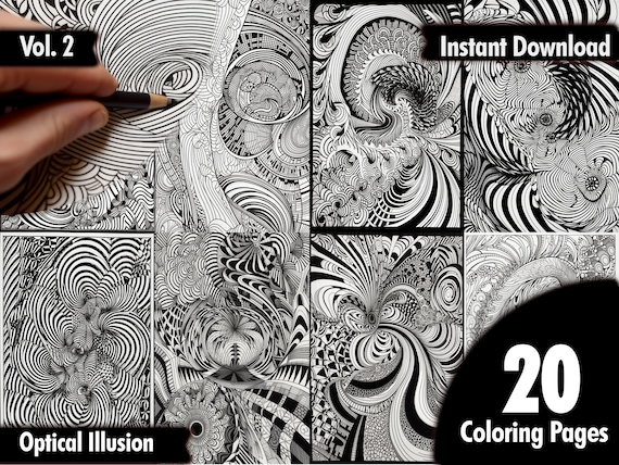 Optical illusions coloring page geometric art printable coloring illusions mind