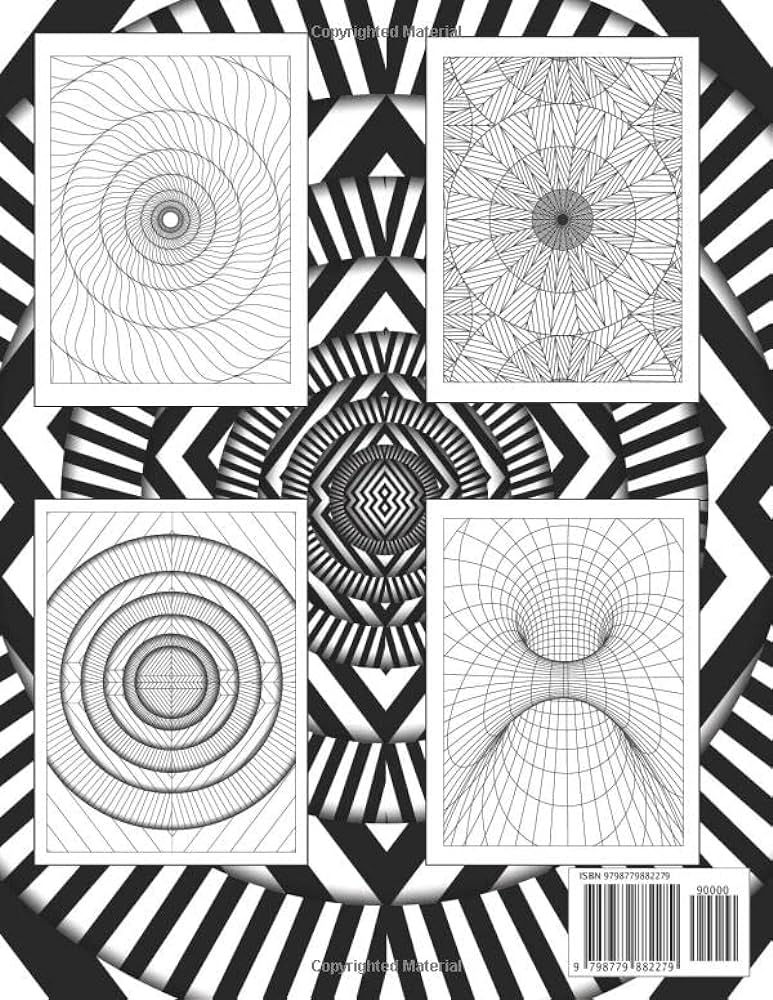 Optical illusions coloring book abstract coloring books for adults and teens intricate trippy psychedelic geometric and d illusion patterns coloring book adventure optical illusion books