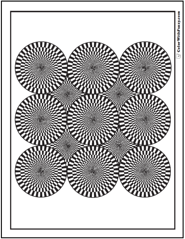 Printable geometric coloring page checked circles