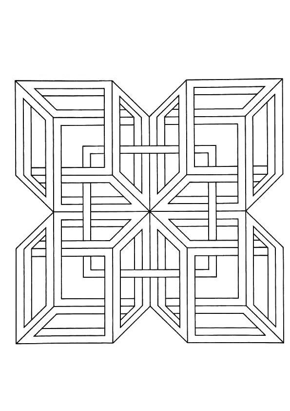 Coloring pages cubic geometric coloring page
