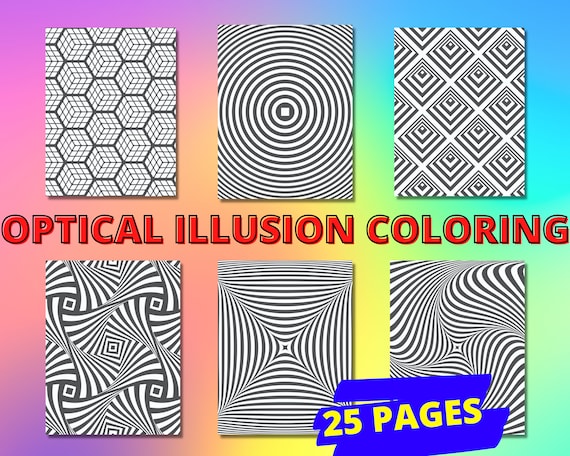 Adult coloring pages optical illusion art print art therapy coloring book printable pdf coloring sheets digitalinstant download