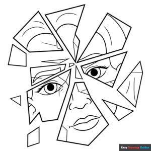Broken mirror coloring page easy drawing guides