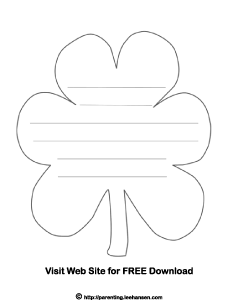 St patricks day lined note paper irish shamrock coloring sheet