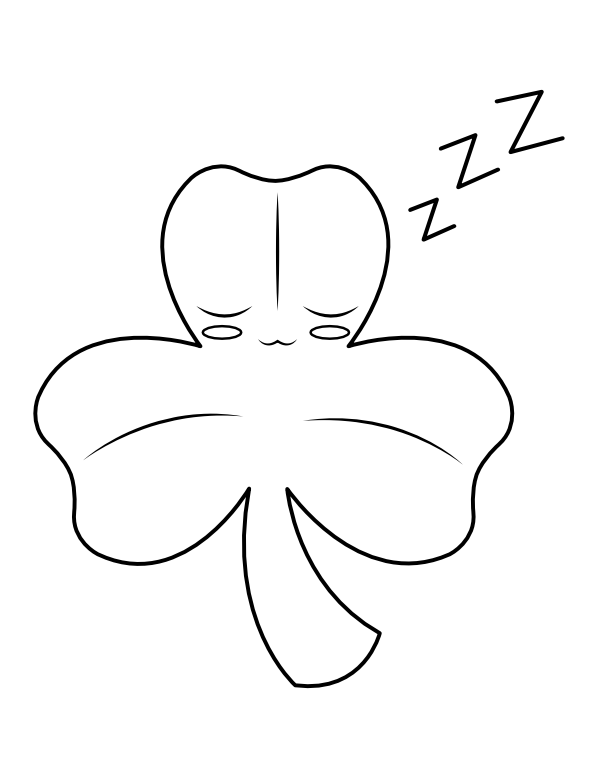 Printable sleeping shamrock coloring page