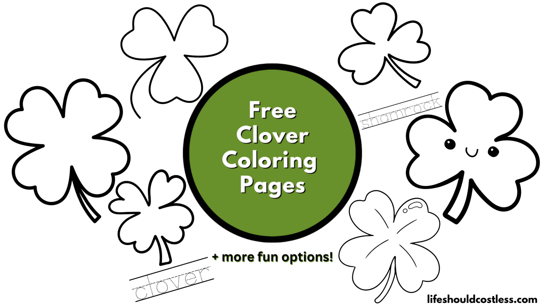 Clover coloring pages free printable pdf templates