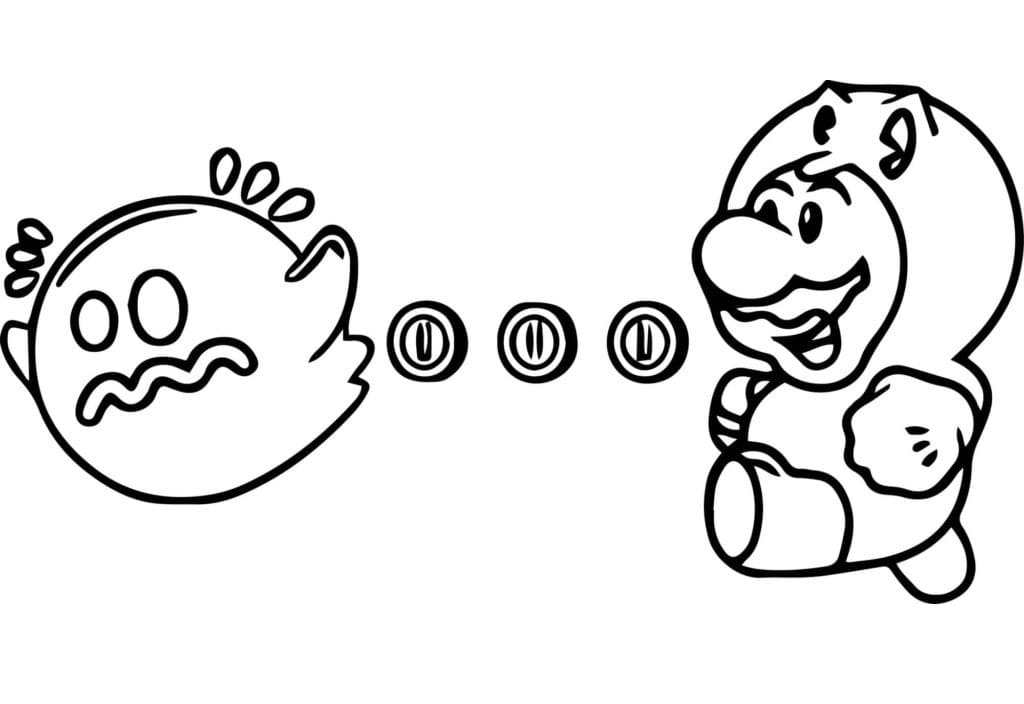 Pac man and mario coloring page