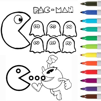 Pac man coloring pages pictures printable for kids by janatexcolor