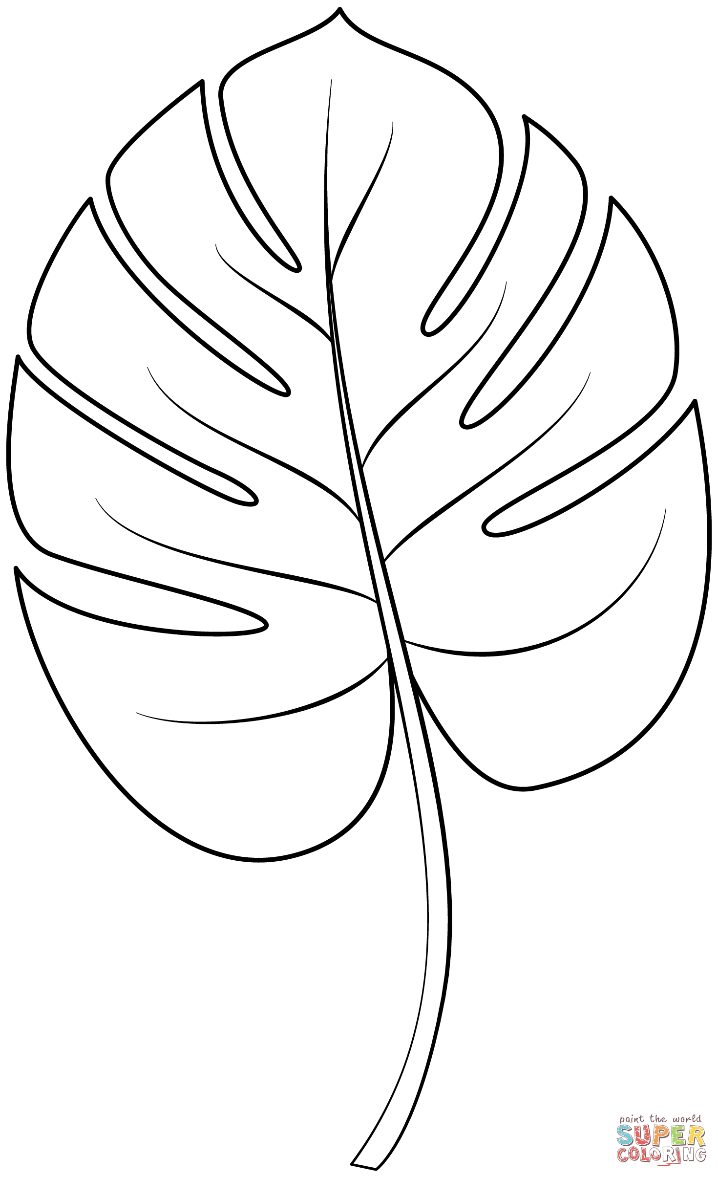 Tropical leaf coloring page free printable coloring pages