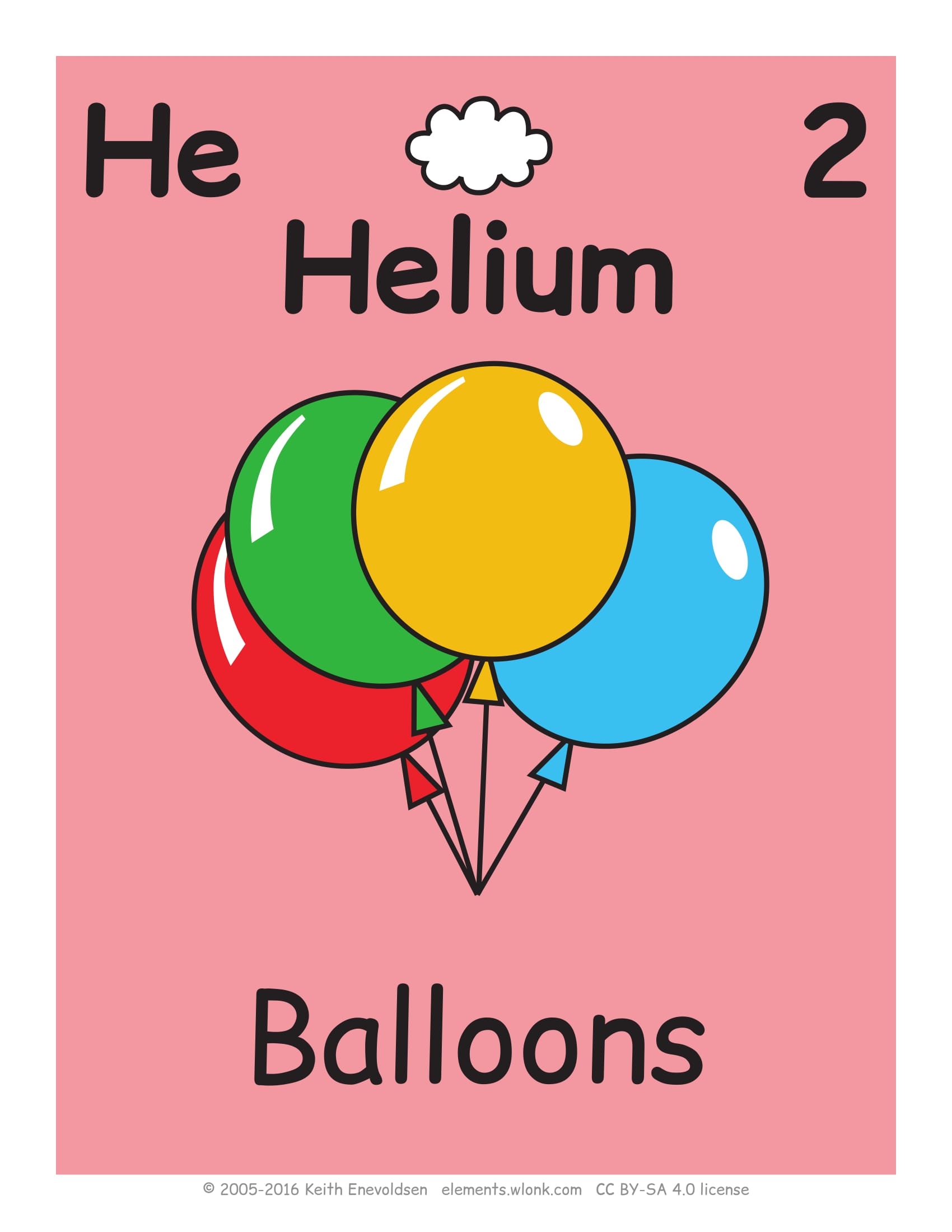 Helium chemical element flashcard free printable papercraft templates