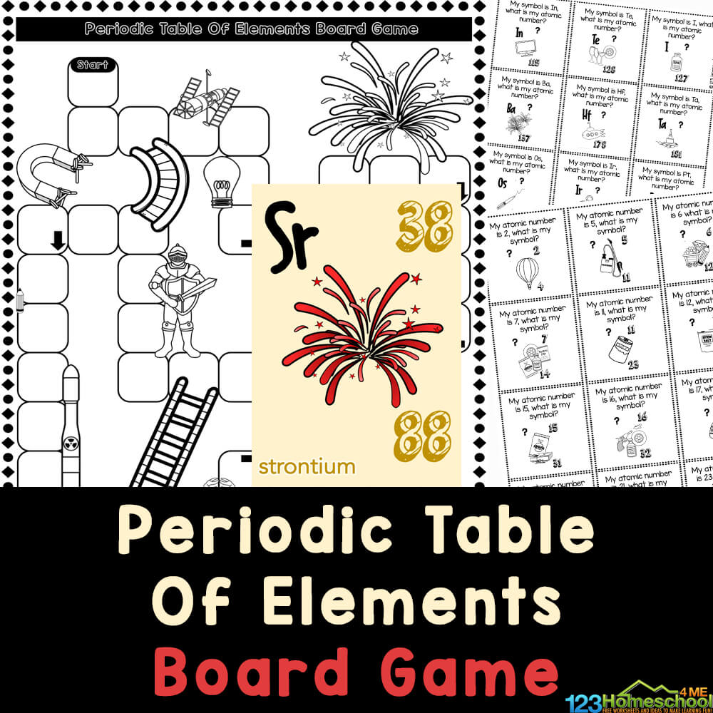 Free printable periodic table board game activities for kids