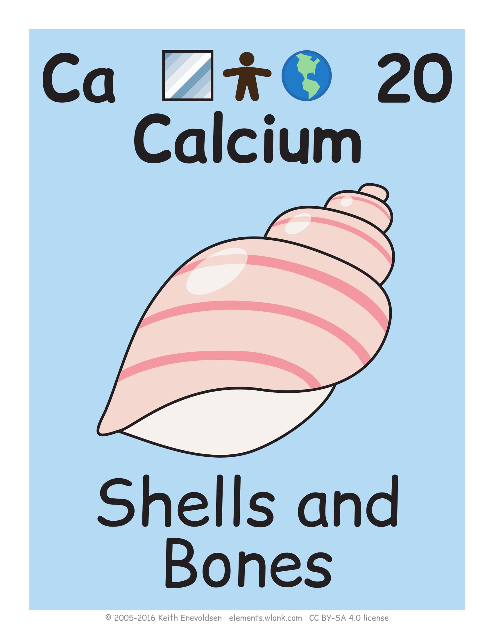 Calcium chemical element flashcard free printable papercraft templates
