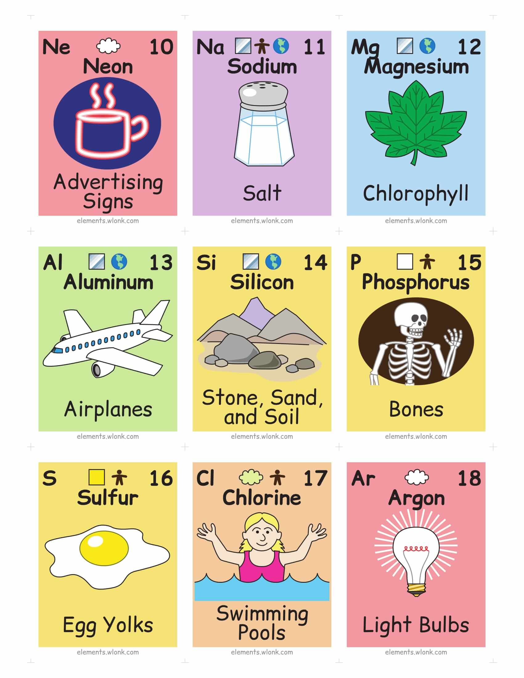 All elements small flashcards free printable papercraft templates