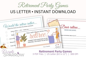 Retirement party games printable pdfs us letter