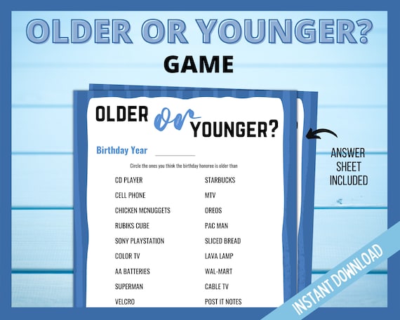 Older or younger printable game retirement party games