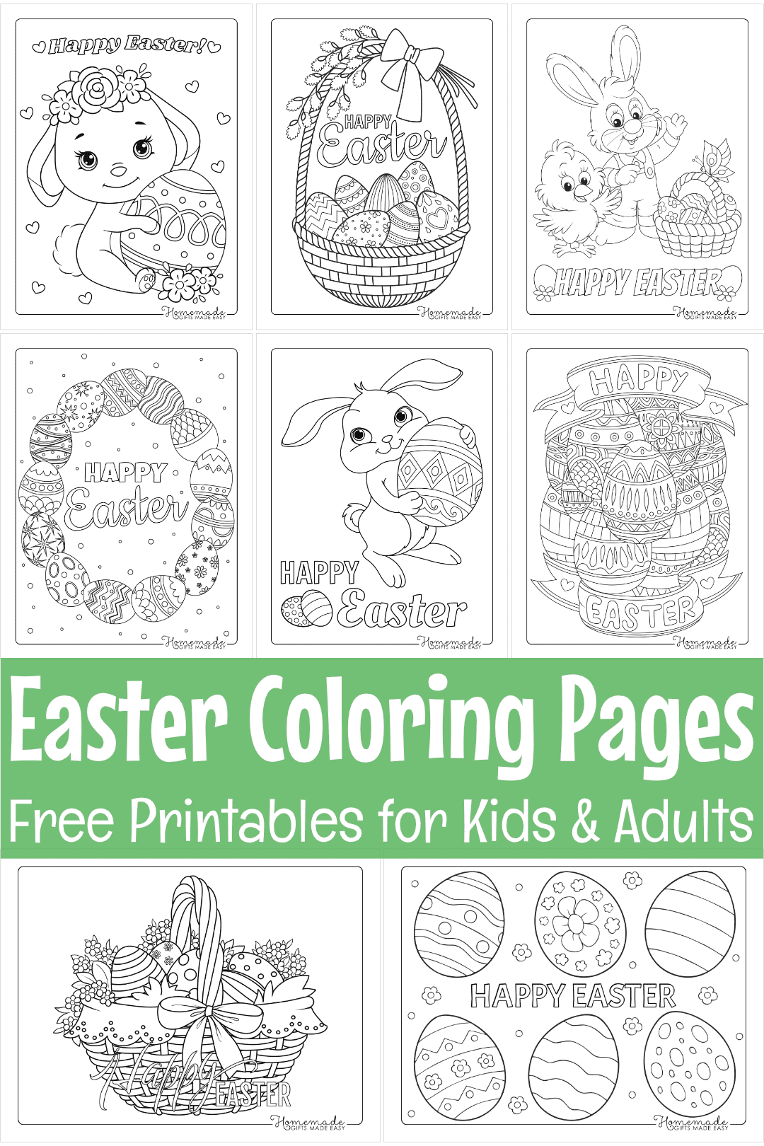 Free easter coloring pages for kids adults