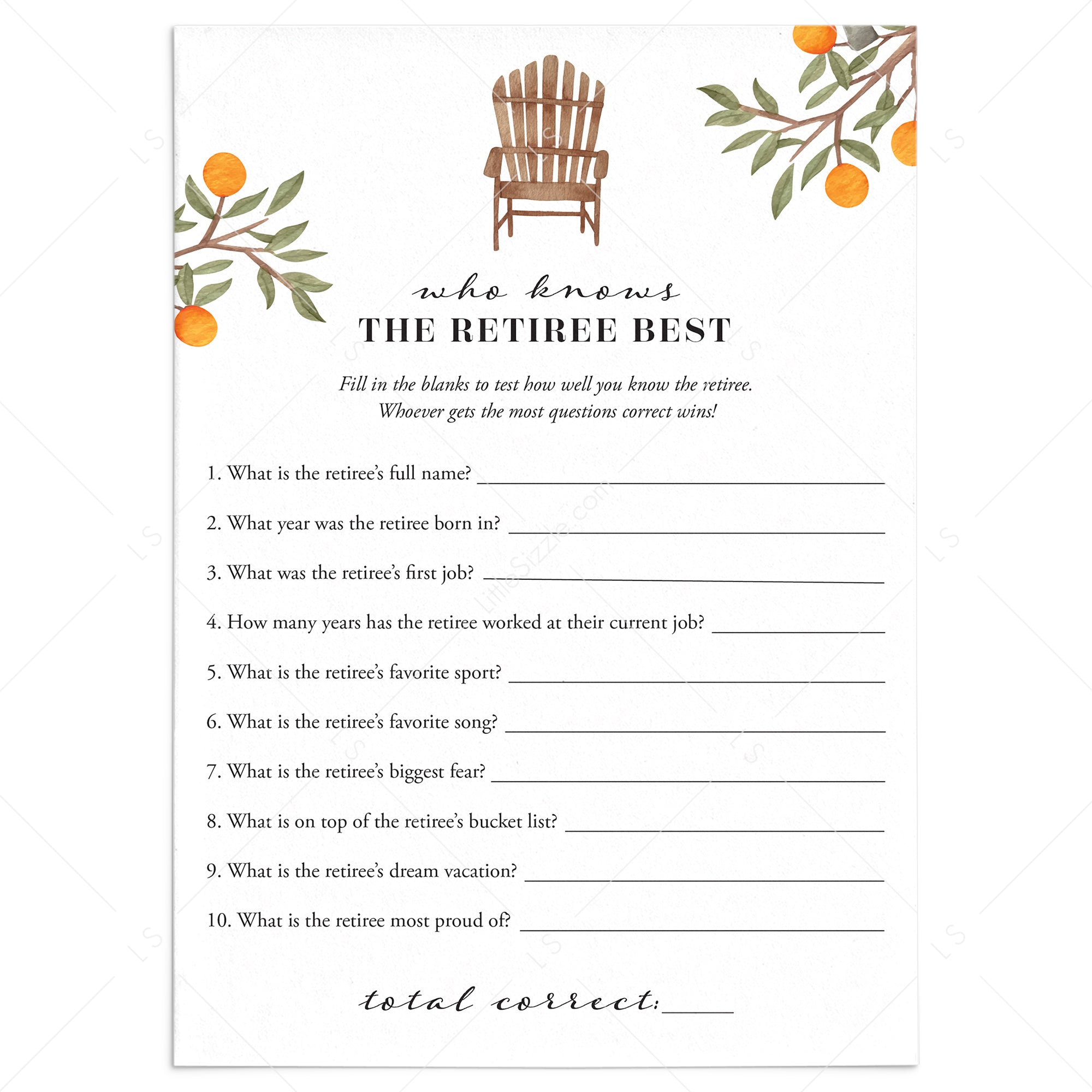 Retirement party game who knows the retiree best printable â