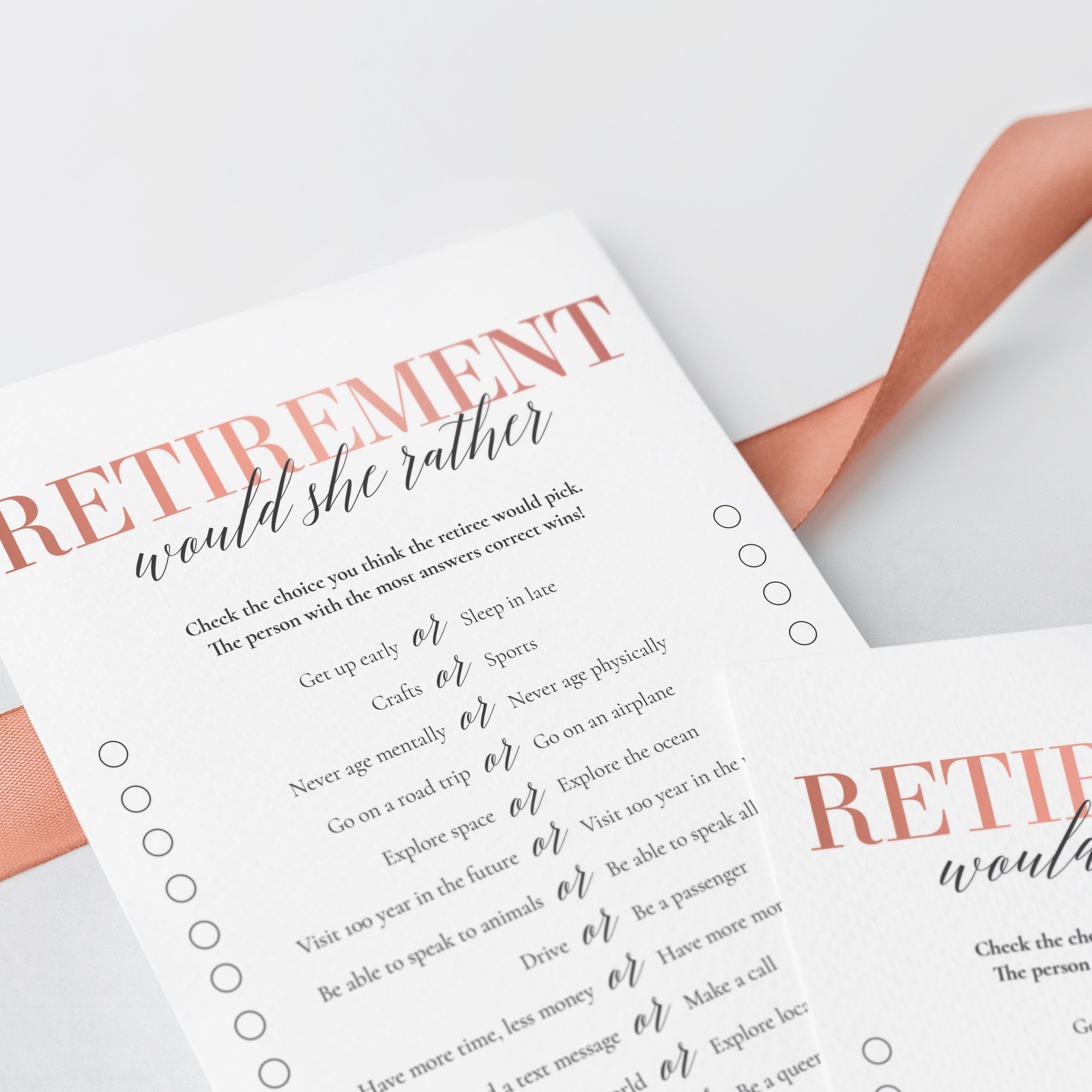 Retirement party game would she rather printable instant download â