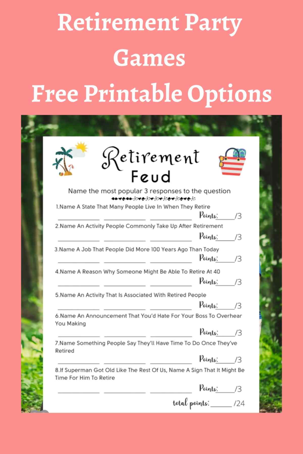 Retirement party games free printable options
