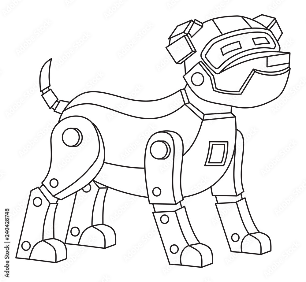 Robot dog printable coloring page for kids vector
