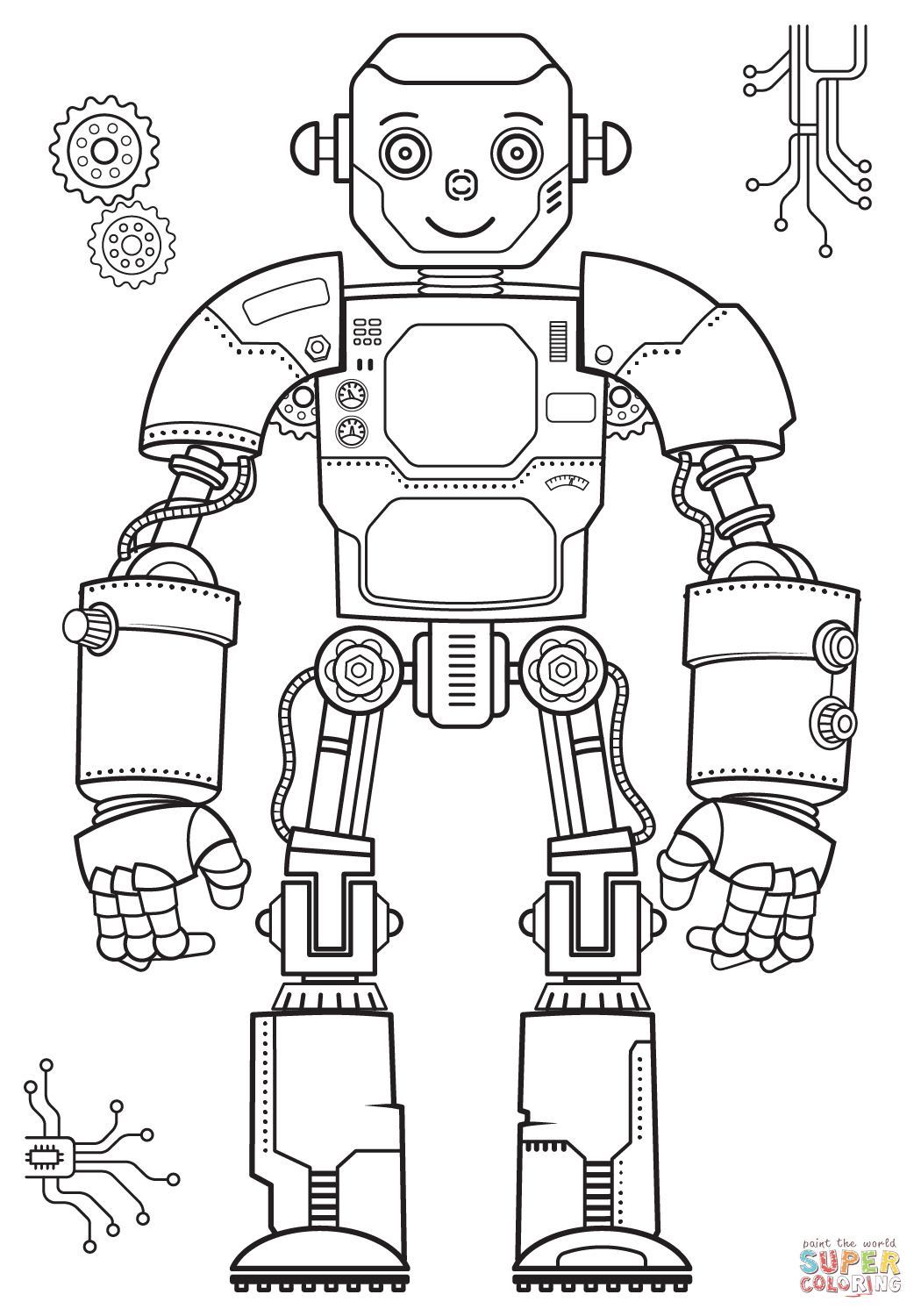Robot coloring page free printable coloring pages
