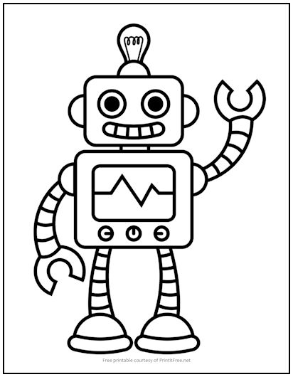 Retro robot coloring page print it free