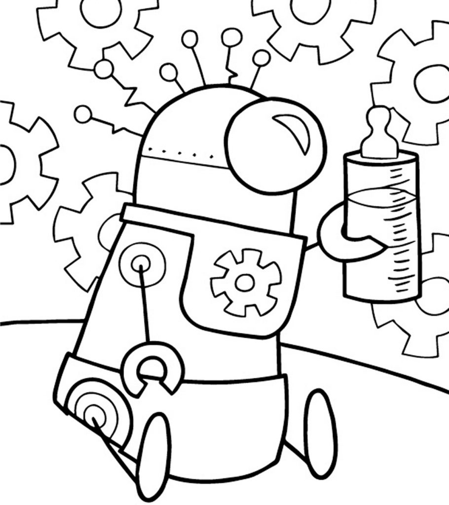 Cute free printable robot coloring pages online