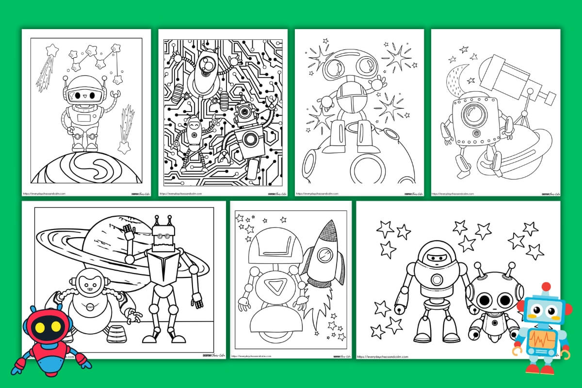 Free robot coloring pages for kids