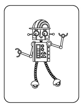 Robot printable coloring pages for kids digital download tpt