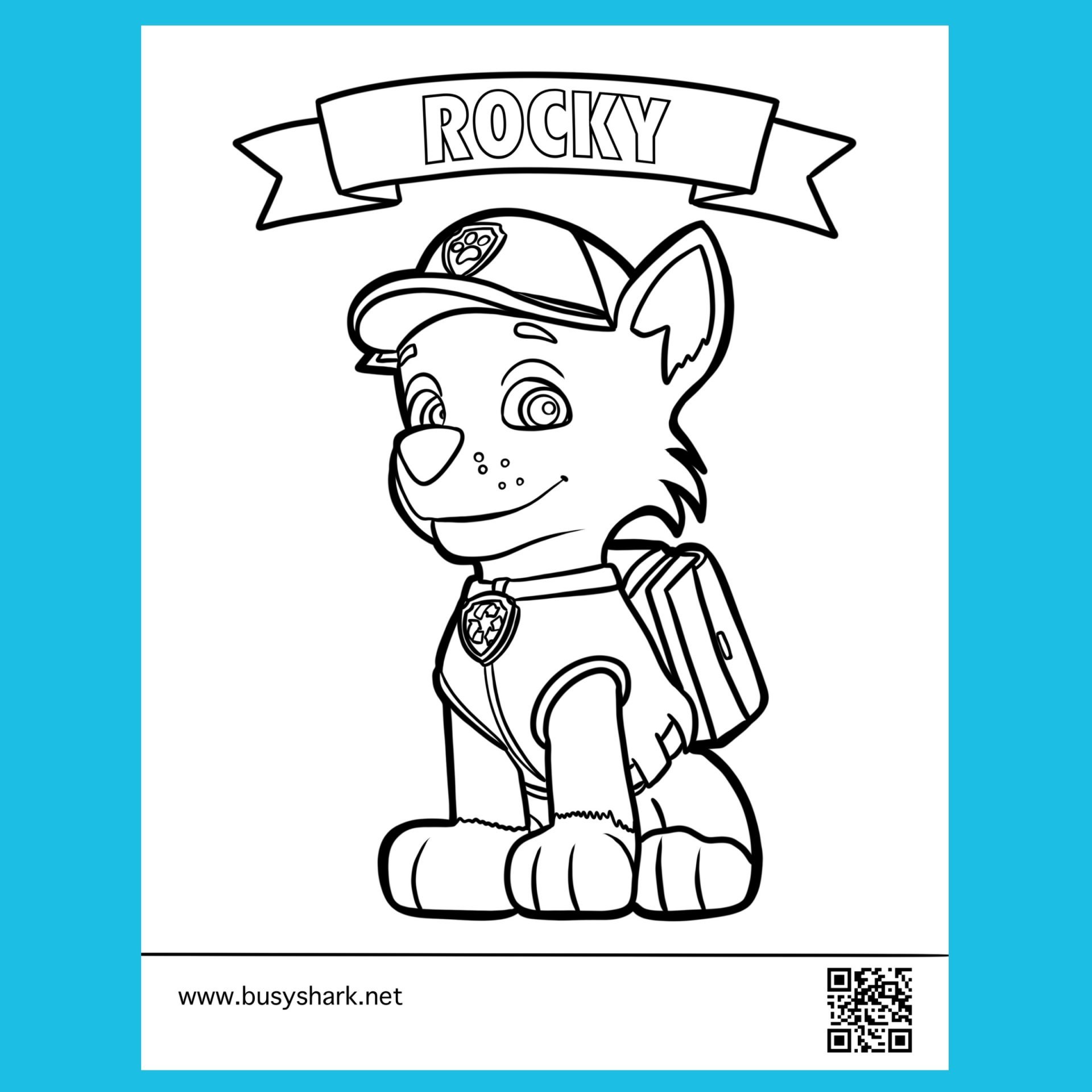 Paw patrol rocky free coloring page