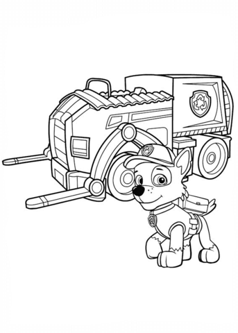 Paw patrol rockys recycling truck coloring page free printable coloring pages