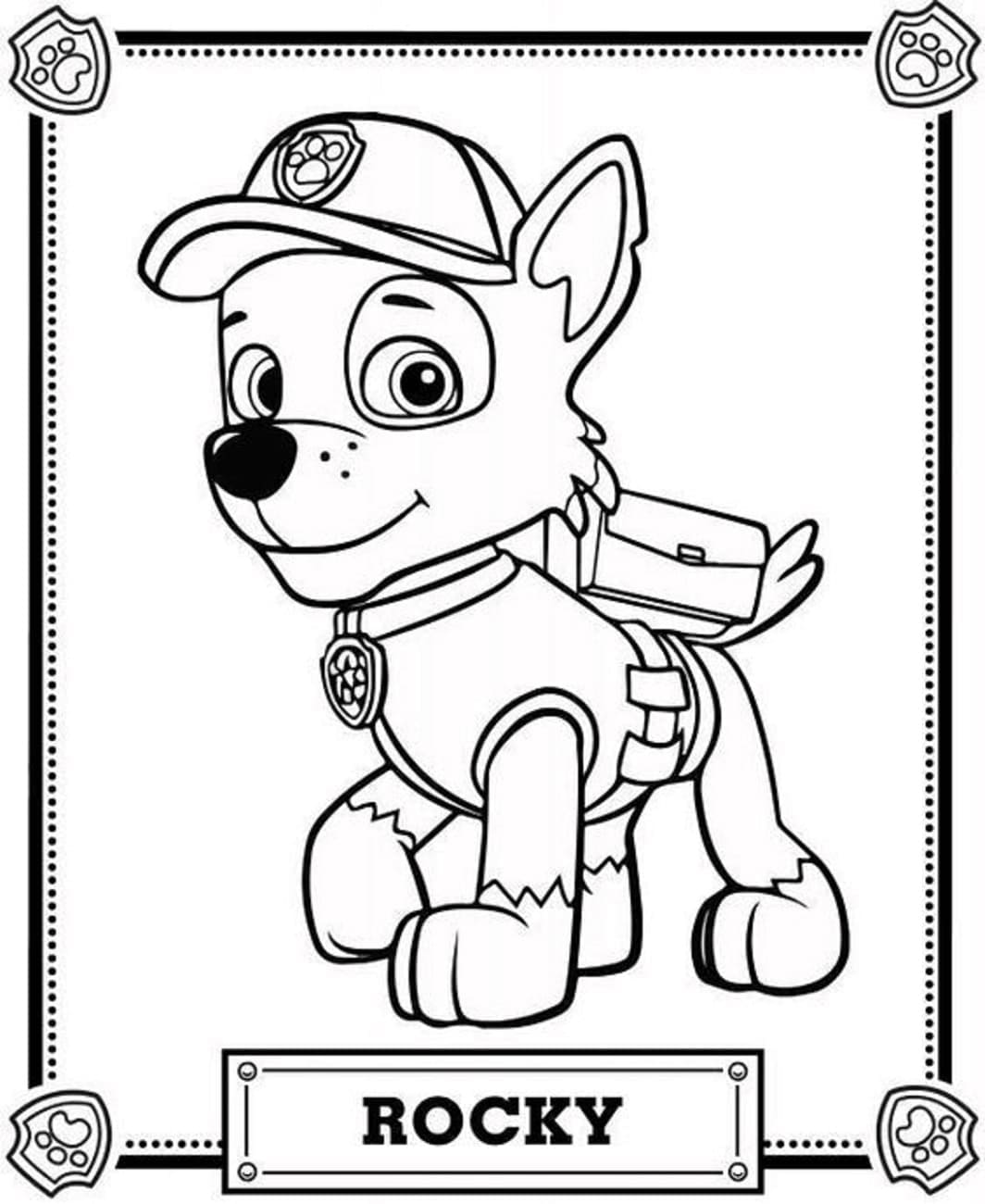 Cute rocky coloring page