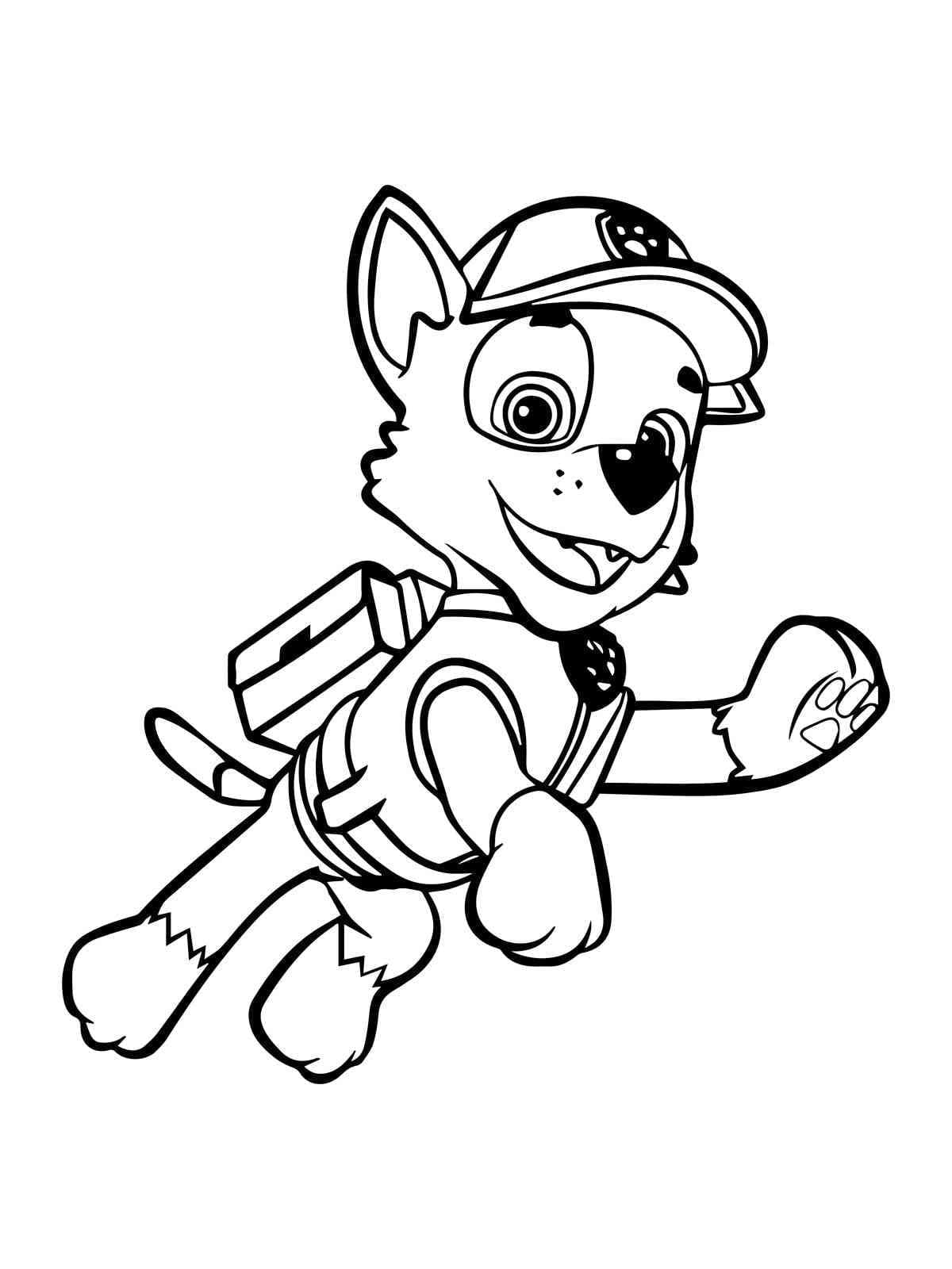 Happy rocky paw patrol coloring page