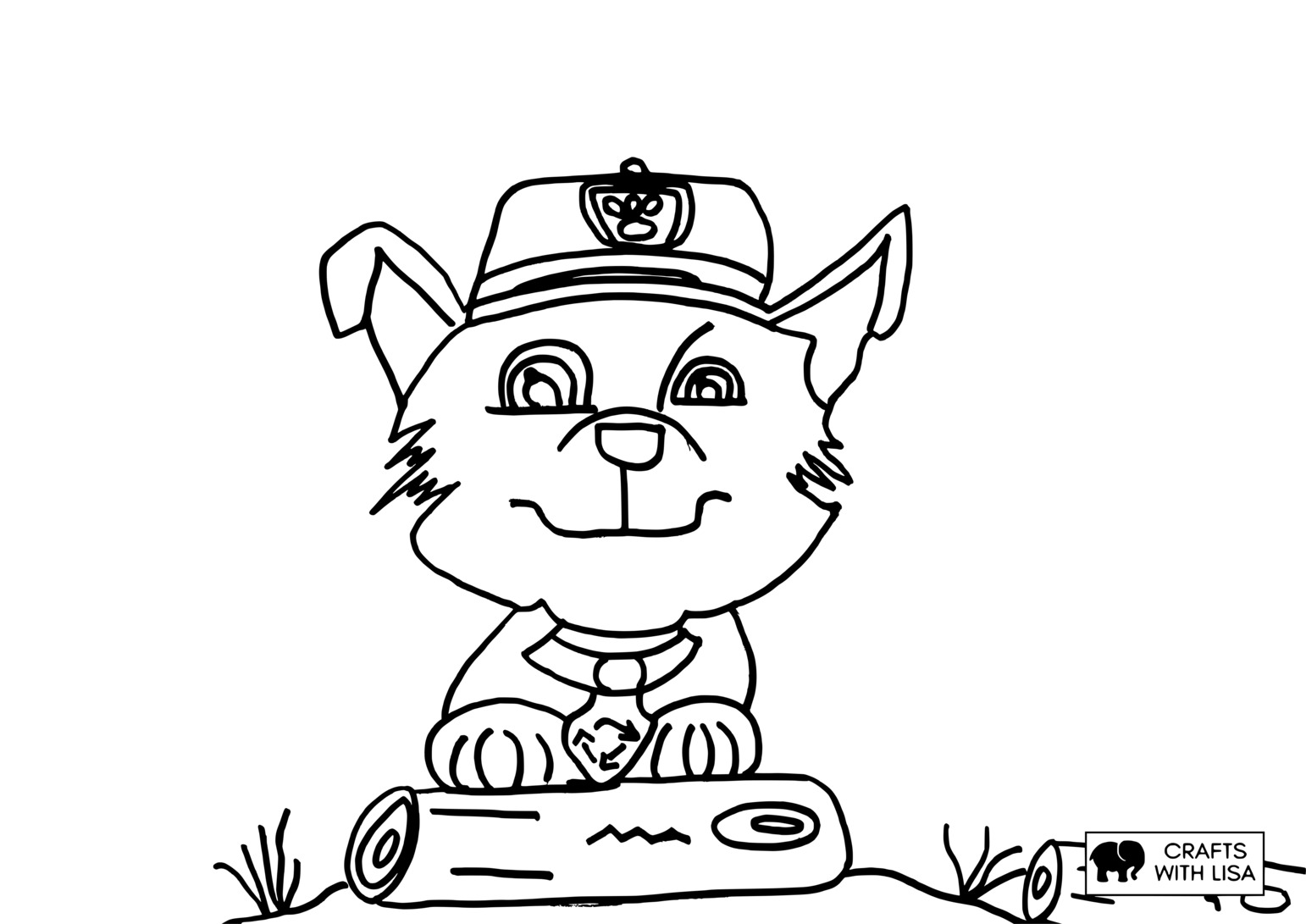 Rocky paw patrol on a log coloring page