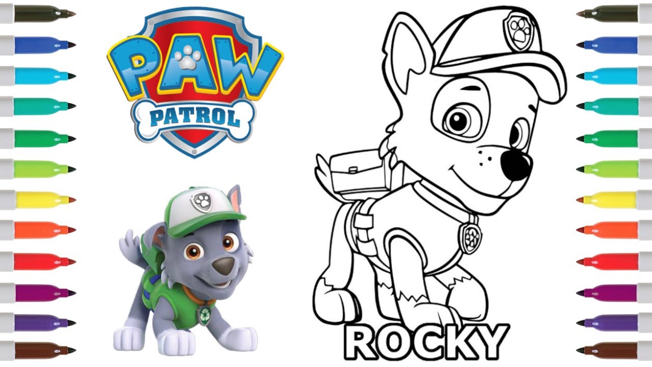 Paw patrol coloring book page rocky rocky coloring page