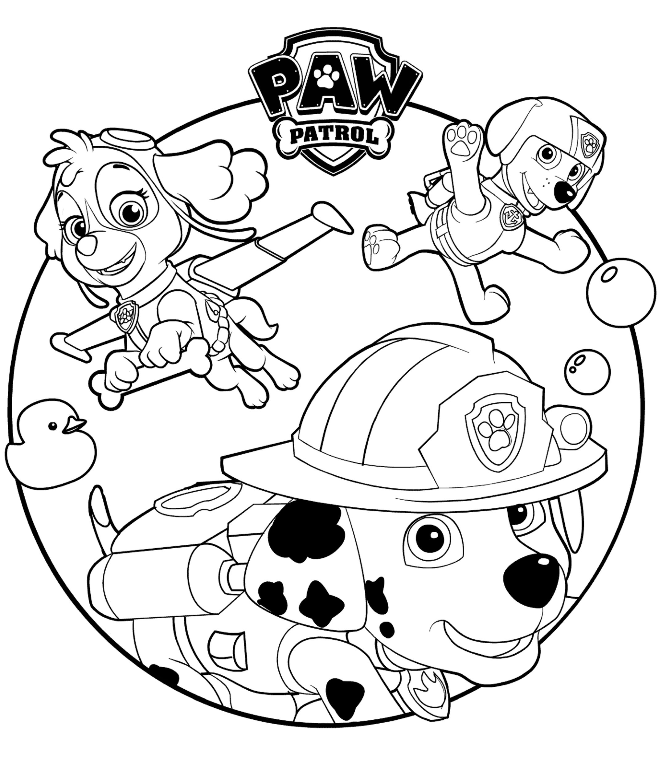 Stella marcus and rocky coloring page paw patrol