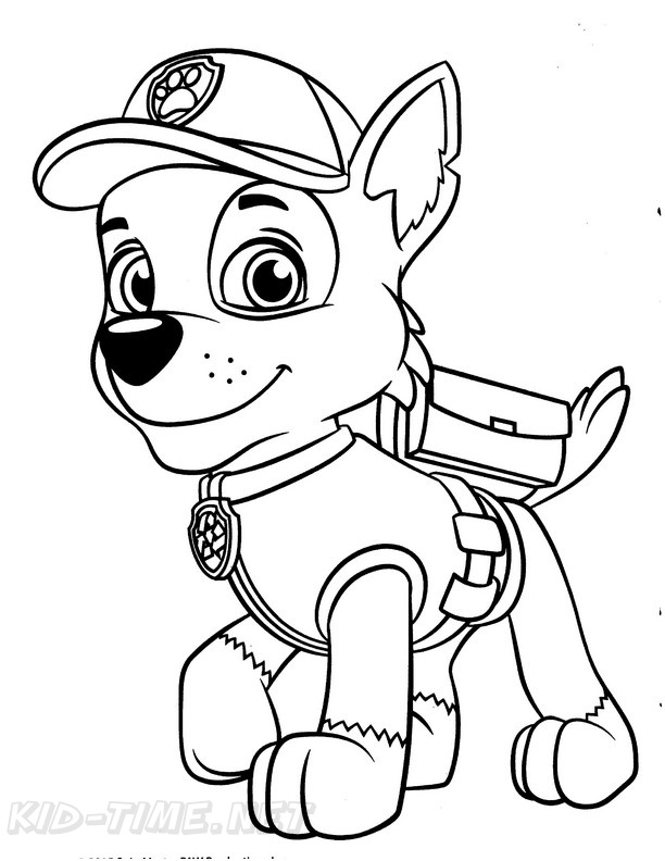 Rocky paw patrol coloring book page