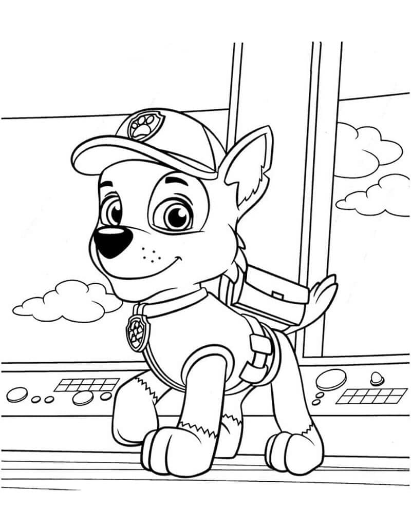Friendly rocky paw patrol coloring page