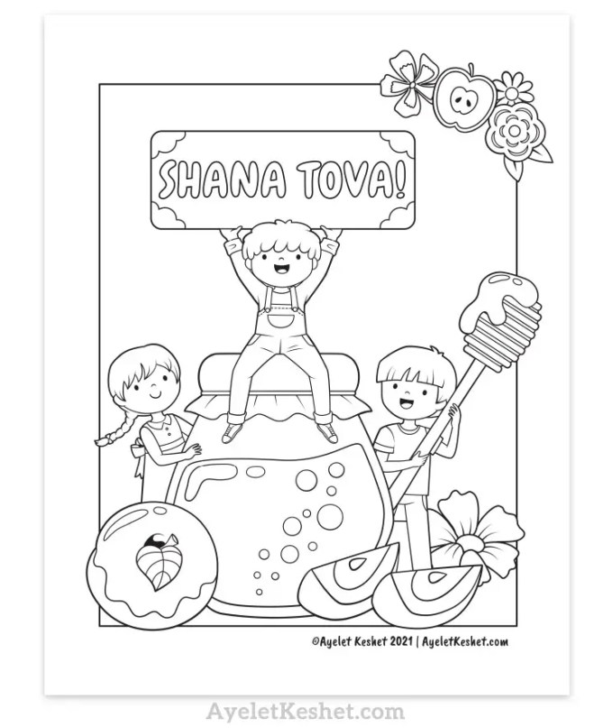 Rosh hashanah coloring page for kids
