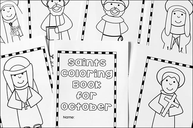 Printable saints coloring book for october