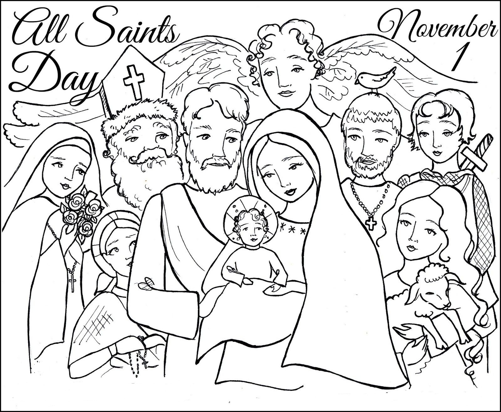 All saints day coloring page activity shelter