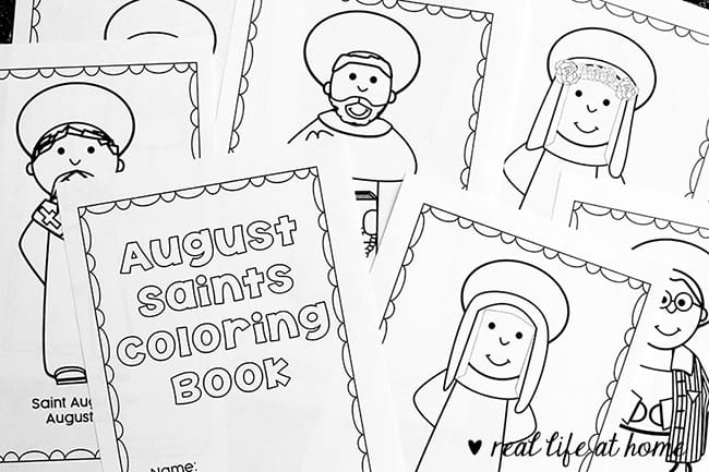 Free printable saints coloring book for august