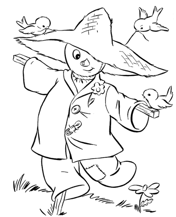 Scarecrow coloring sheet to print for free
