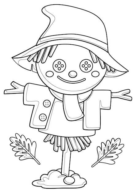 Premium vector spring scarecrow coloring pages a for kids and adult