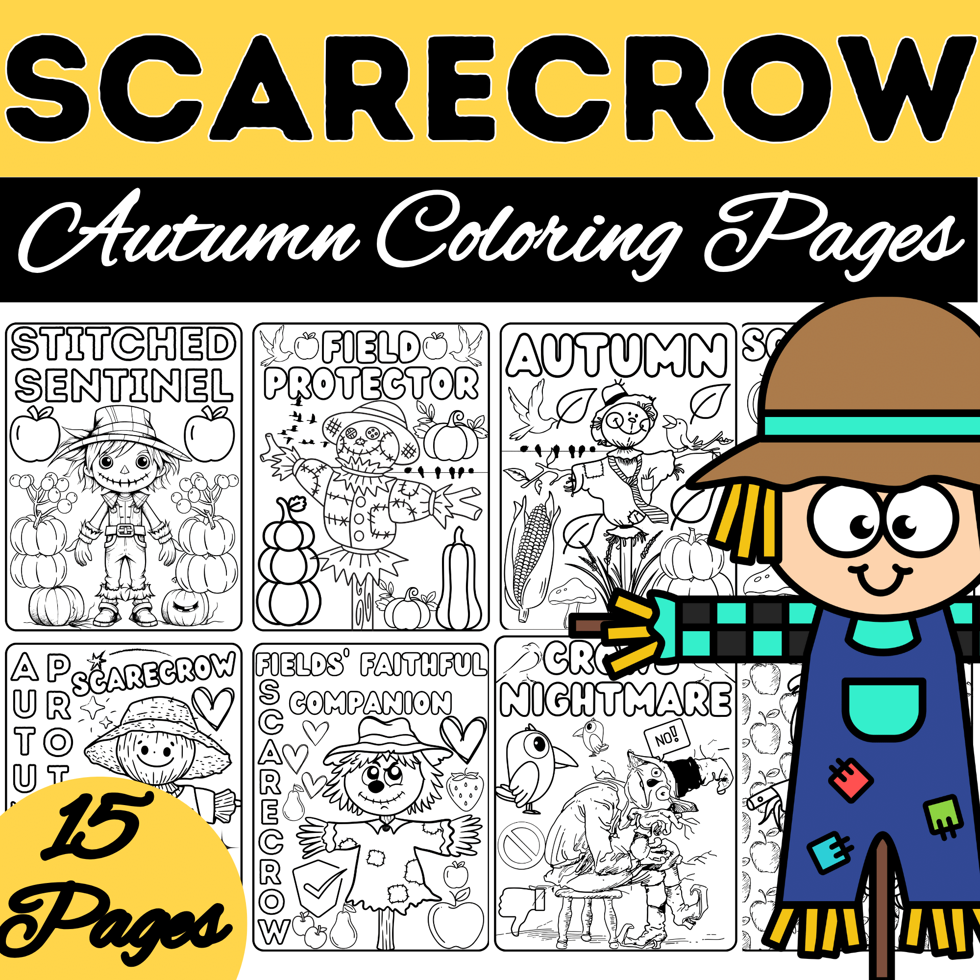 Autumn scarecrow coloring pages fall september october coloring sheets made by teachers