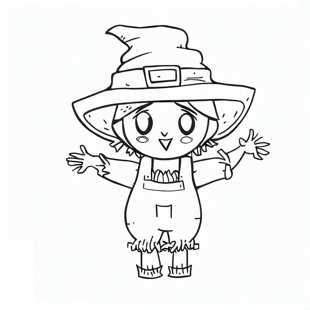 Printable cute scarecrow coloring page