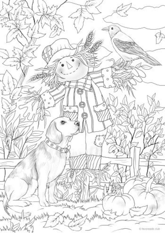 Scarecrow printable adult coloring page from favoreads coloring book pages for adults and kids coloring sheets colouring designs instant download