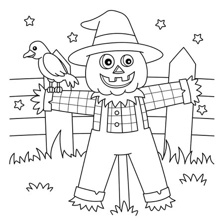 Scarecrow coloring page stock vector illustration and royalty free scarecrow coloring page clipart