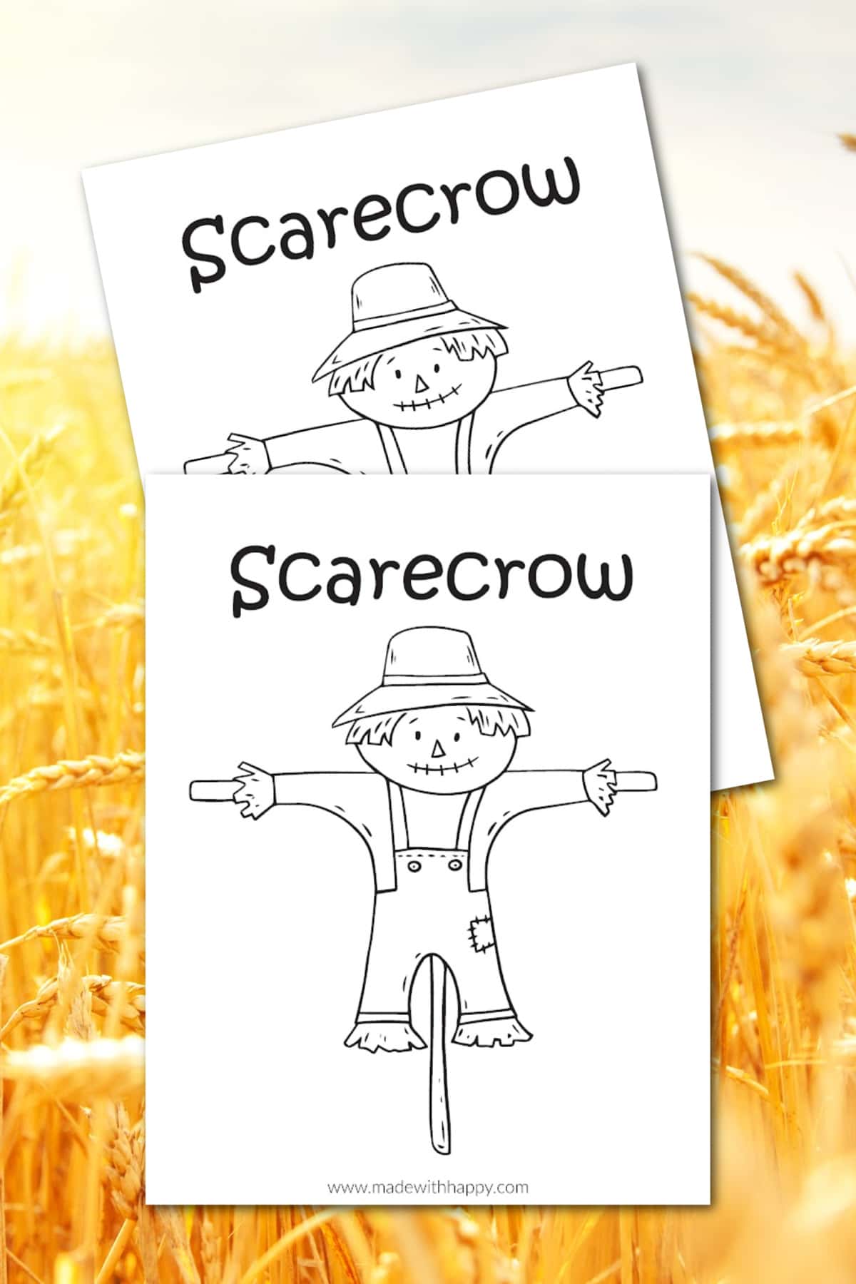 Free scarecrow coloring page printable