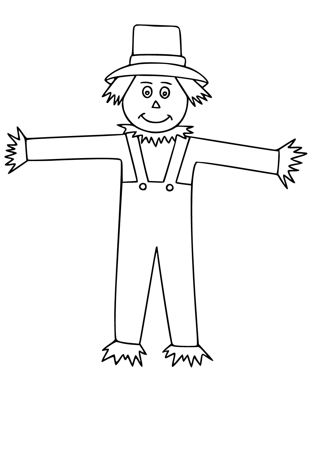 Free printable scarecrow easy coloring page for adults and kids