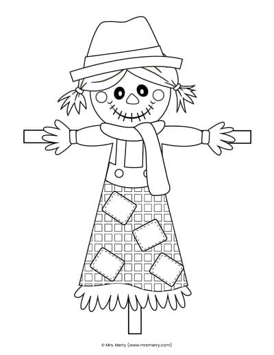Scarecrow template cut and paste printable craft mrs merry